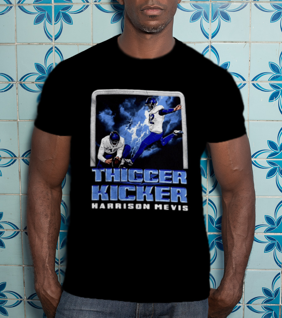Harrison Mevis Thiccer Kicker Football Action And Lightning T-Shirt