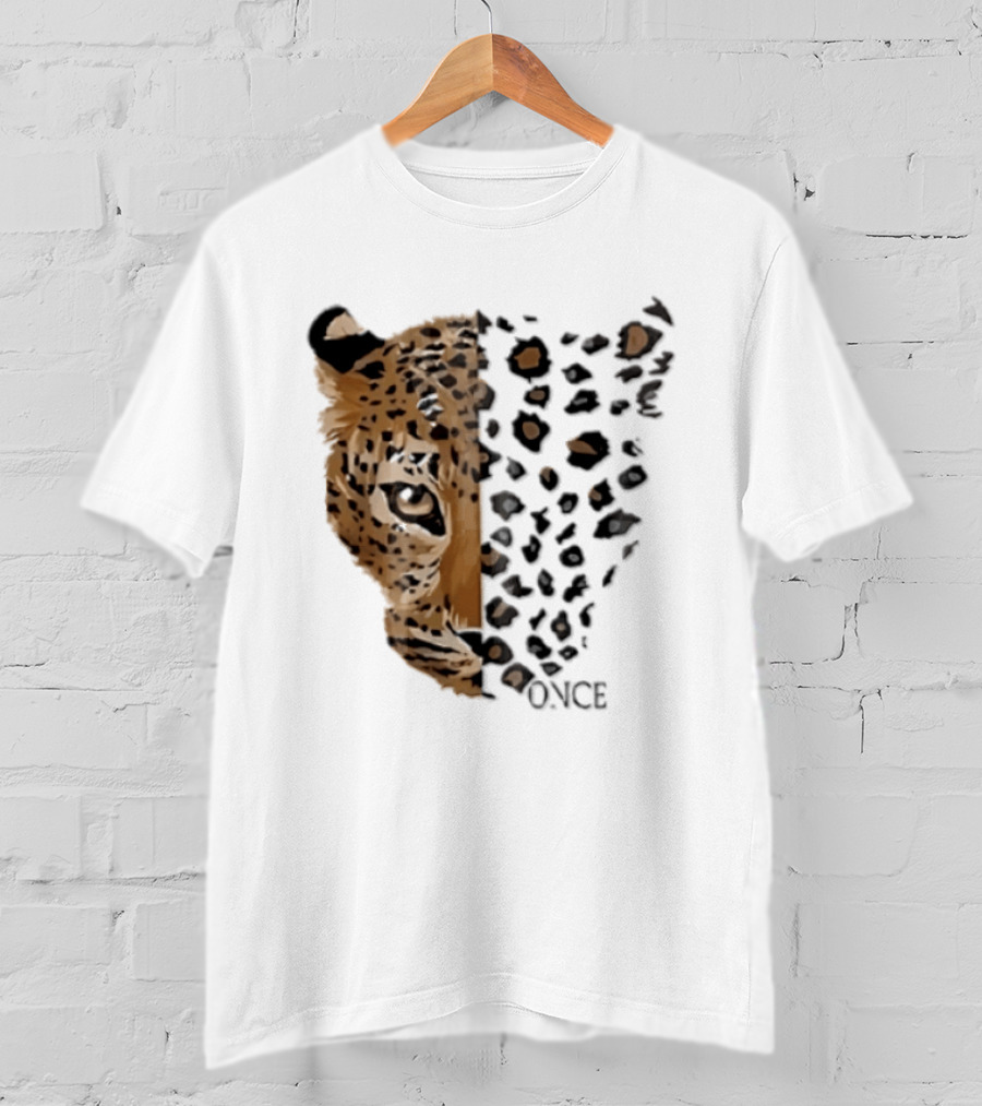 Once Leopard Face Half Animal Half Spots T-Shirt