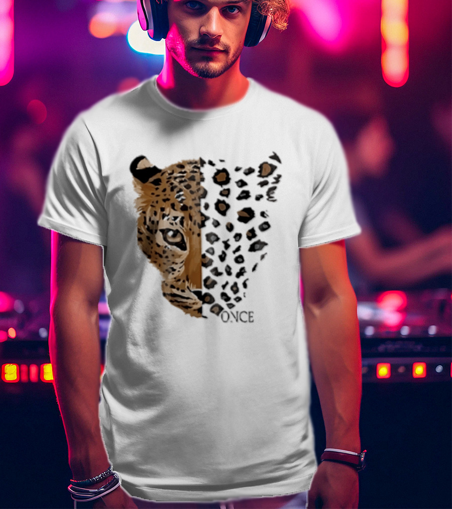Once Leopard Face Half Animal Half Spots T-Shirt