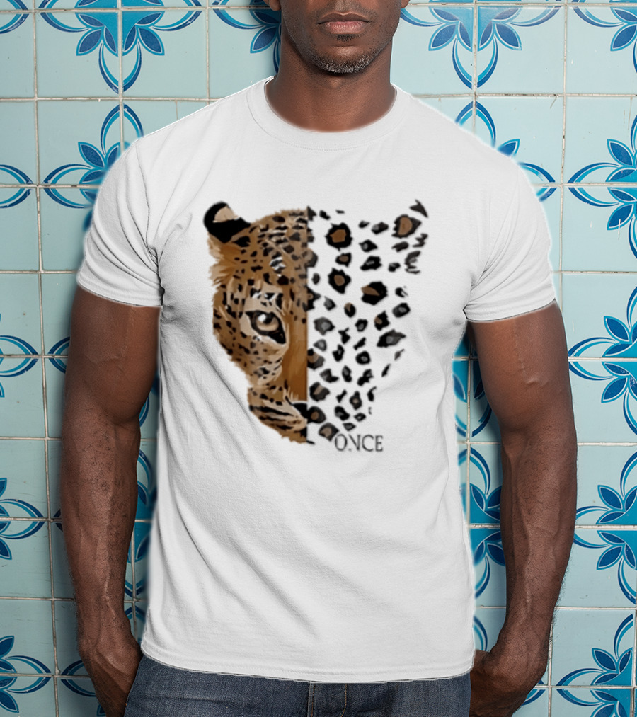Once Leopard Face Half Animal Half Spots T-Shirt