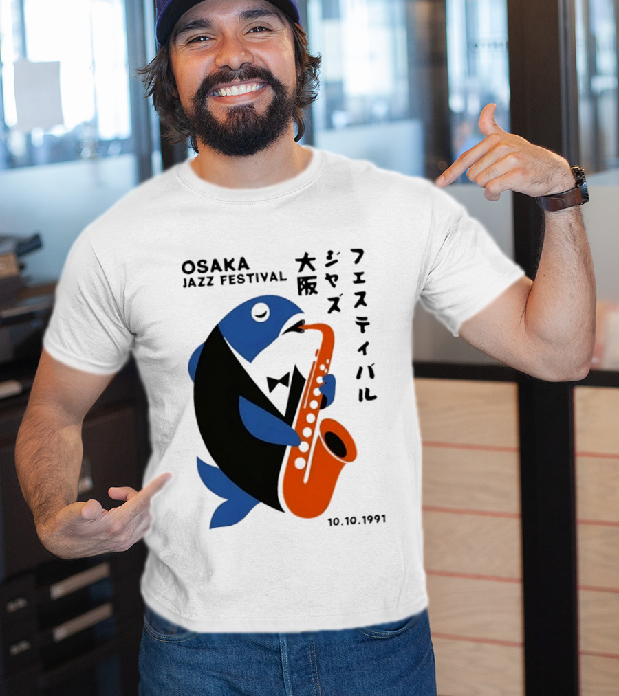 Osaka Jazz Festival 10.10.1991 Saxophone Playing Fish T-Shirt