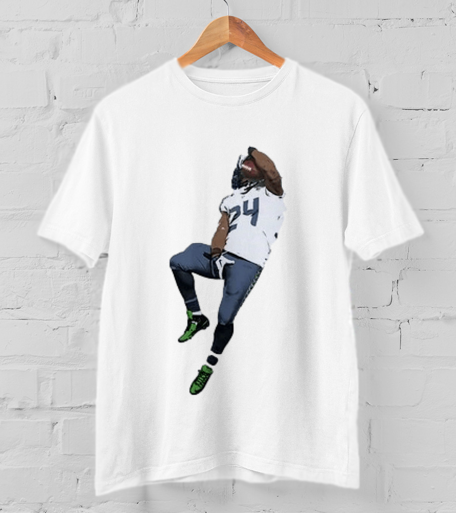 Seattle Seahawks Marshawn Lynch Number 24 Beast Mode Action Pose T-Shirt