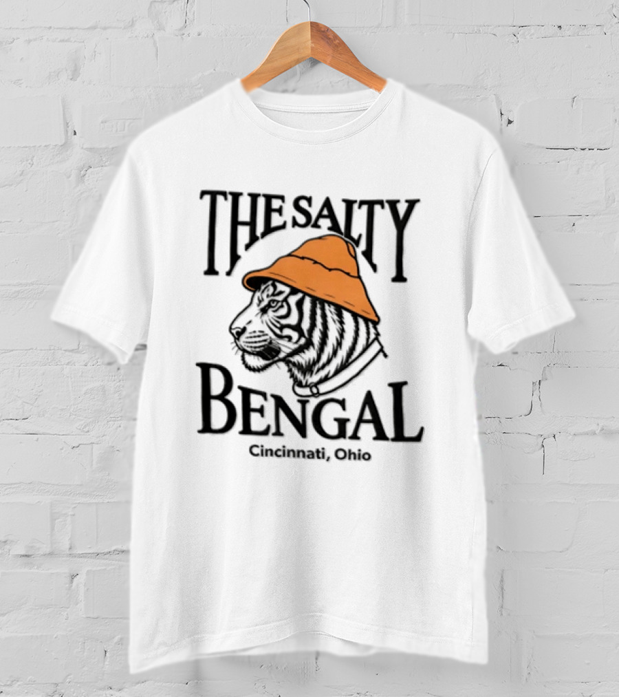 The Salty Bengal Tiger Fisherman Hat Cincinnati Ohio T-Shirt