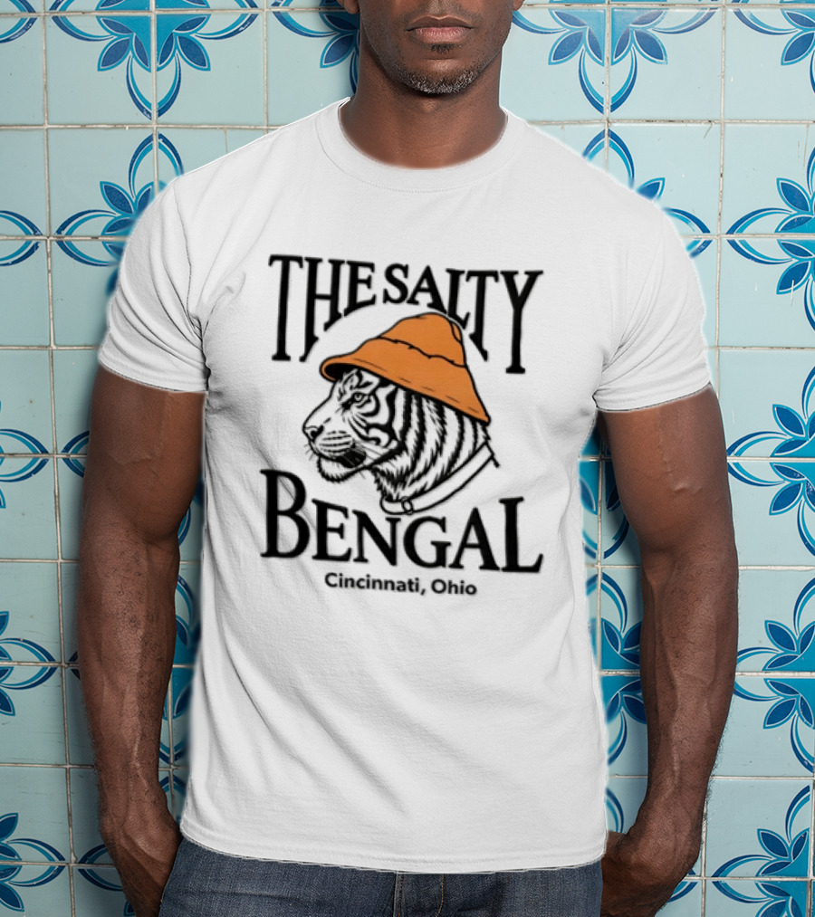The Salty Bengal Tiger Fisherman Hat Cincinnati Ohio T-Shirt
