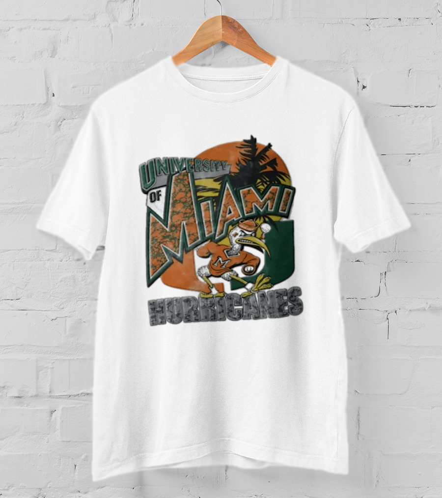 University Of Miami Hurricanes Sebastian Ibis Palm Tree T-Shirt
