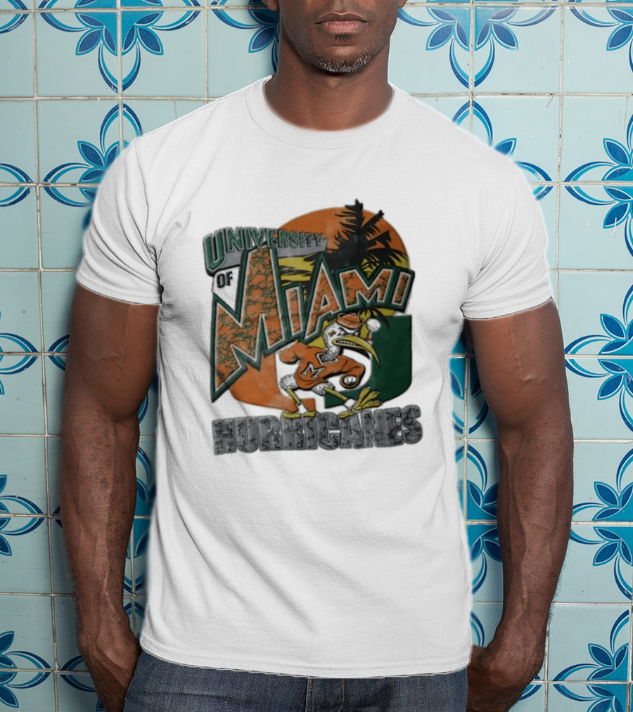 University Of Miami Hurricanes Sebastian Ibis Palm Tree T-Shirt