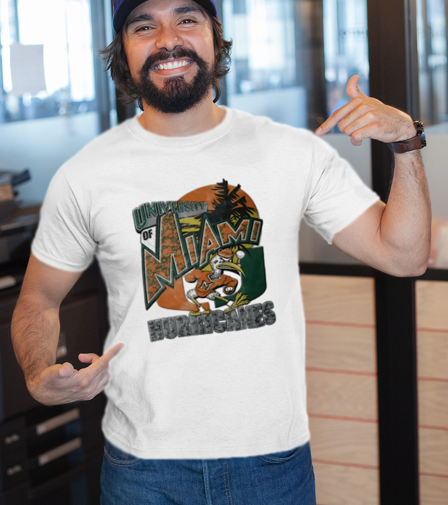 University Of Miami Hurricanes Sebastian Ibis Palm Tree T-Shirt
