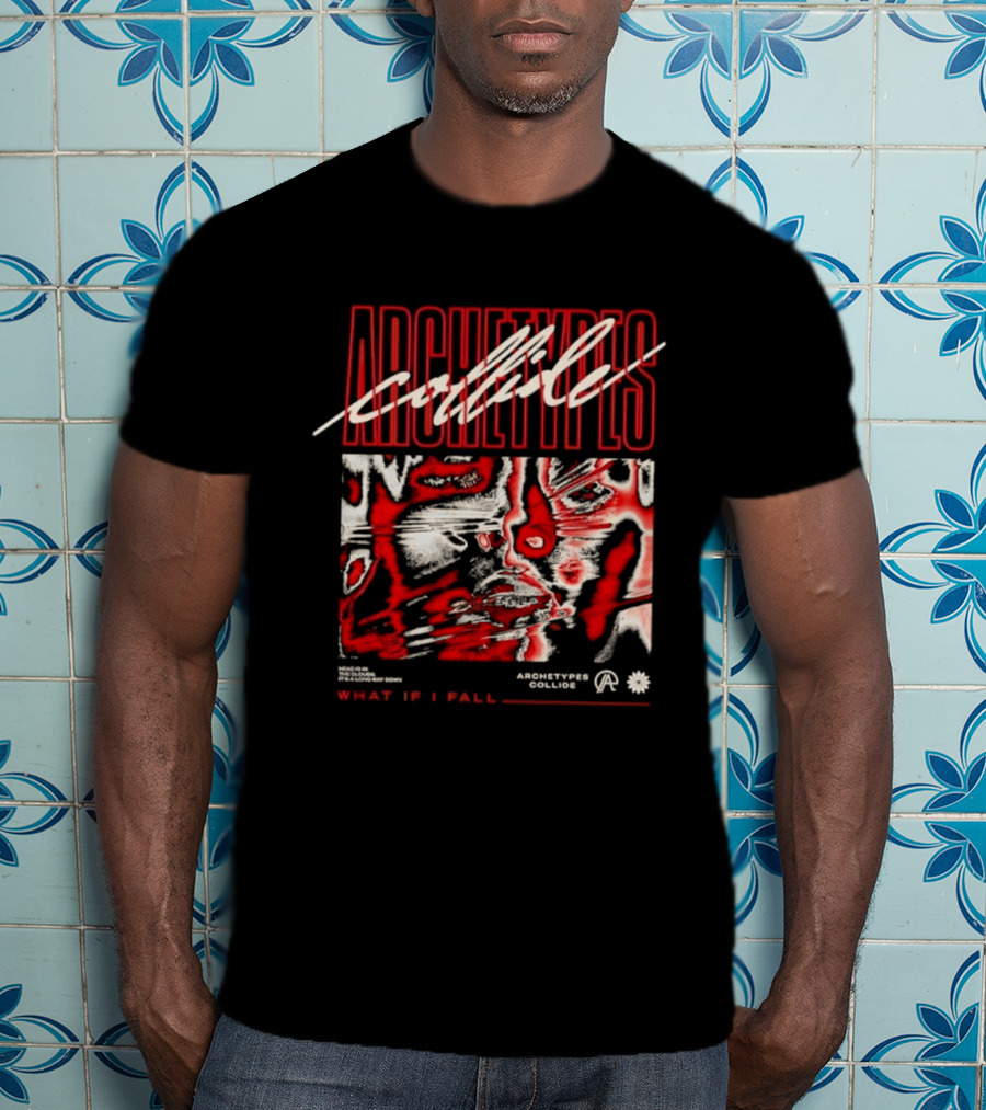 Archetypes Collide What If I Fall Head Is In The Clouds Abstract Red Faces T-Shirt