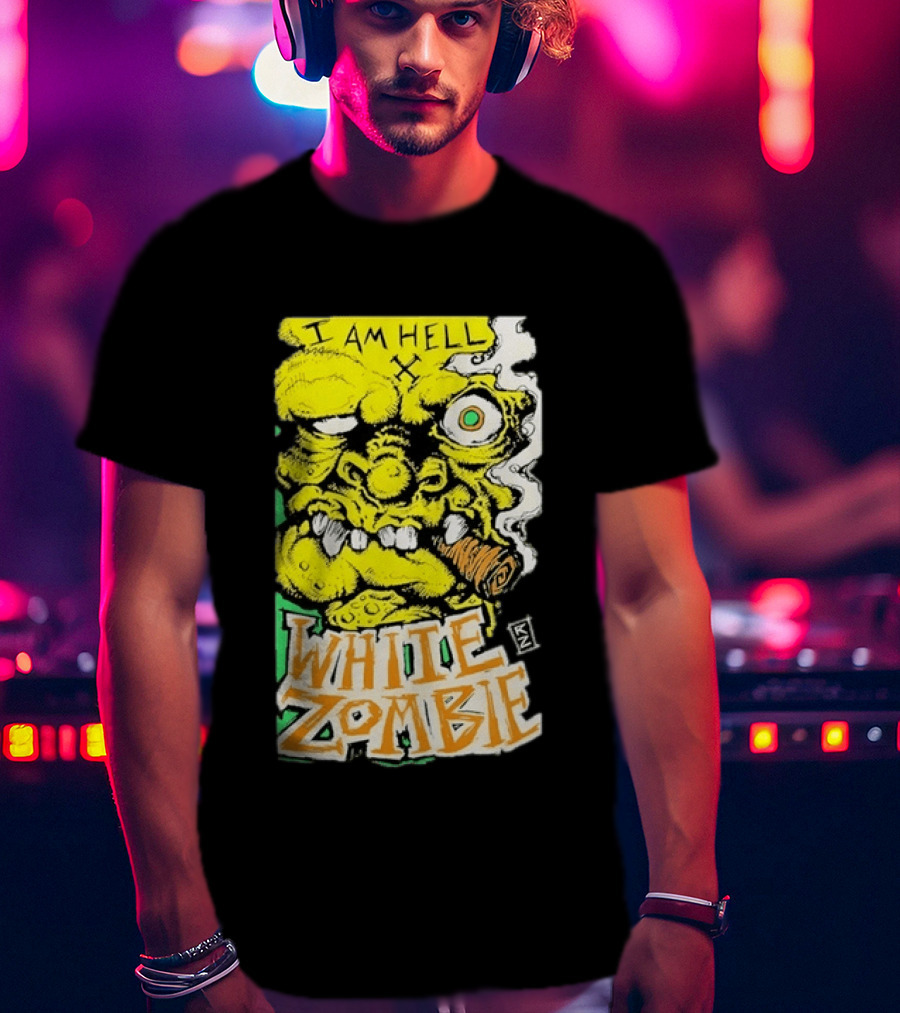 White Zombie I Am Hell Heavy Metal Band Artwork Monster Face T-Shirt
