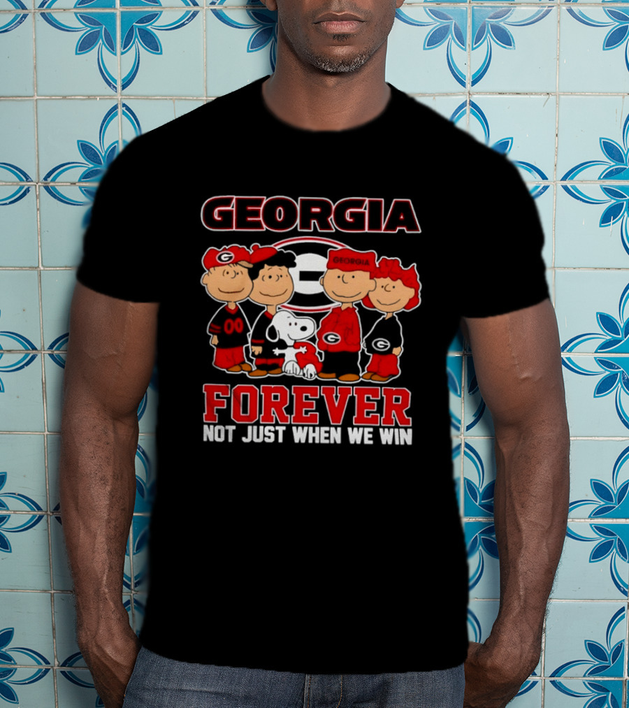 Georgia Bulldogs Peanuts Forever Not Just When We Win Snoopy Woodstock T-Shirt