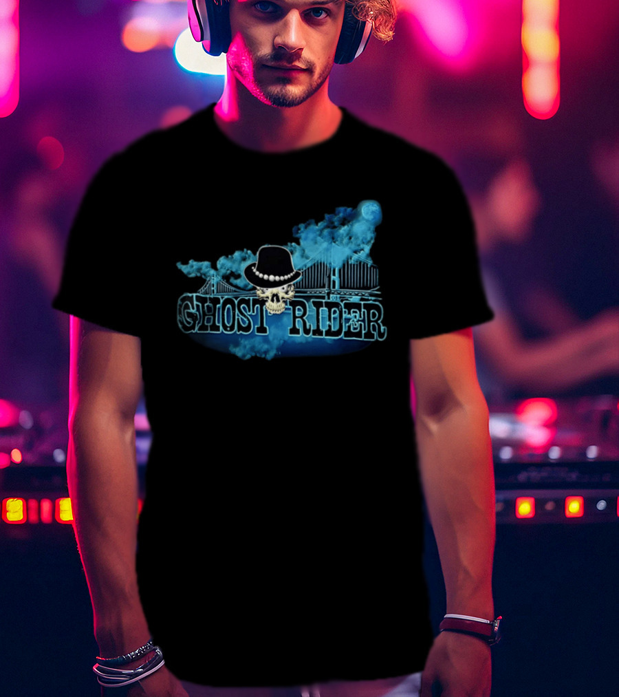 Ghost Rider Skull Bridge Smoke Moon Hat T-Shirt