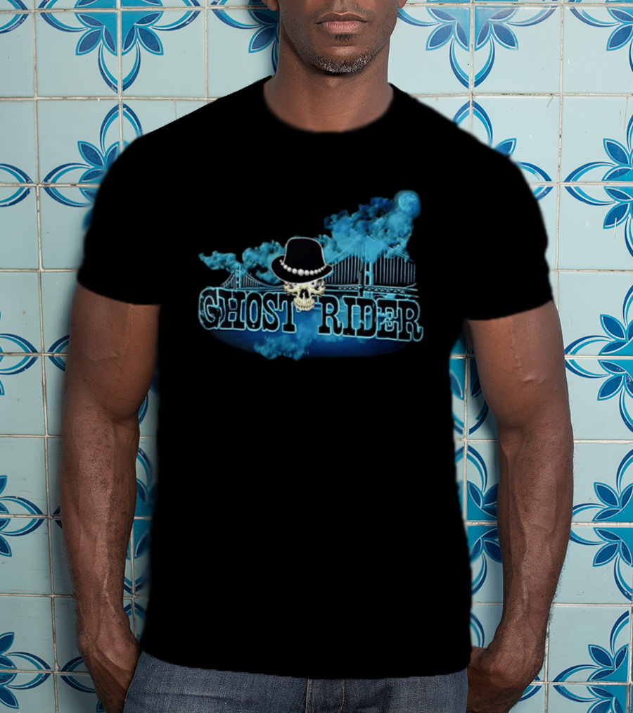 Ghost Rider Skull Bridge Smoke Moon Hat T-Shirt