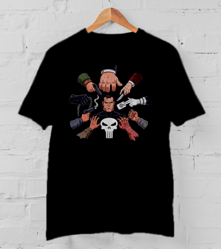 Punisher John Wick Crossover With Weapons And Skull T-Shirt