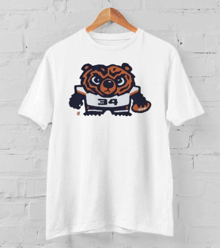 Chicago Bears Number 34 Bear Holding Football T-Shirt
