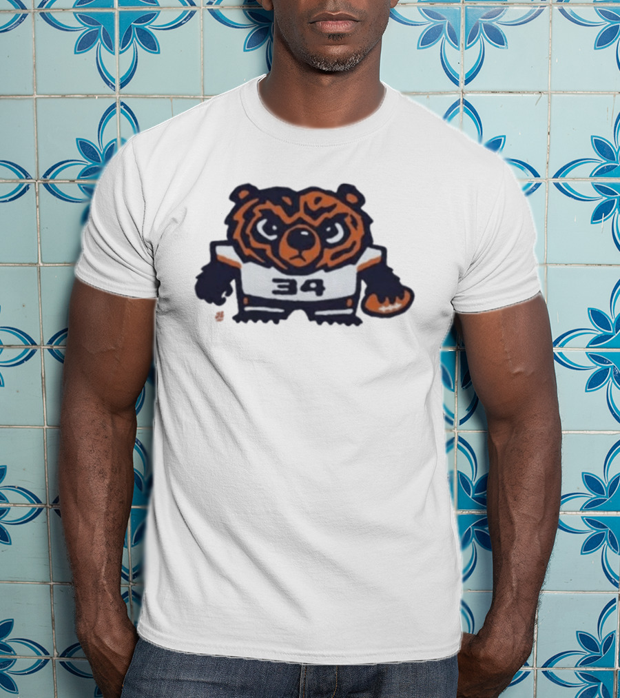 Chicago Bears Number 34 Bear Holding Football T-Shirt