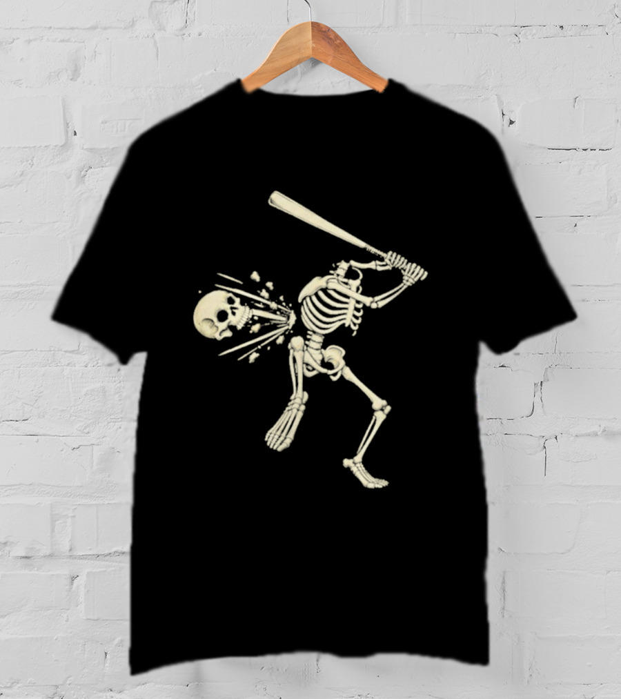 Swinging Skeleton Softball Halloween Vintage Skull Batter T-Shirt
