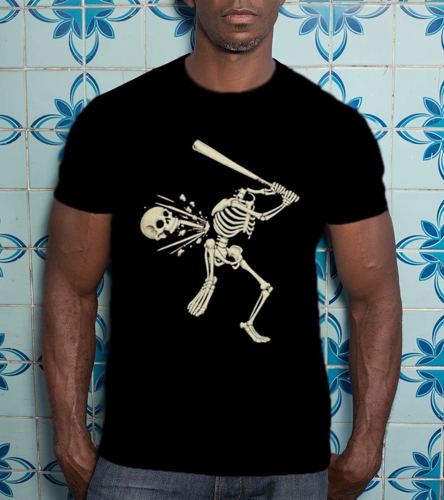 Swinging Skeleton Softball Halloween Vintage Skull Batter T-Shirt