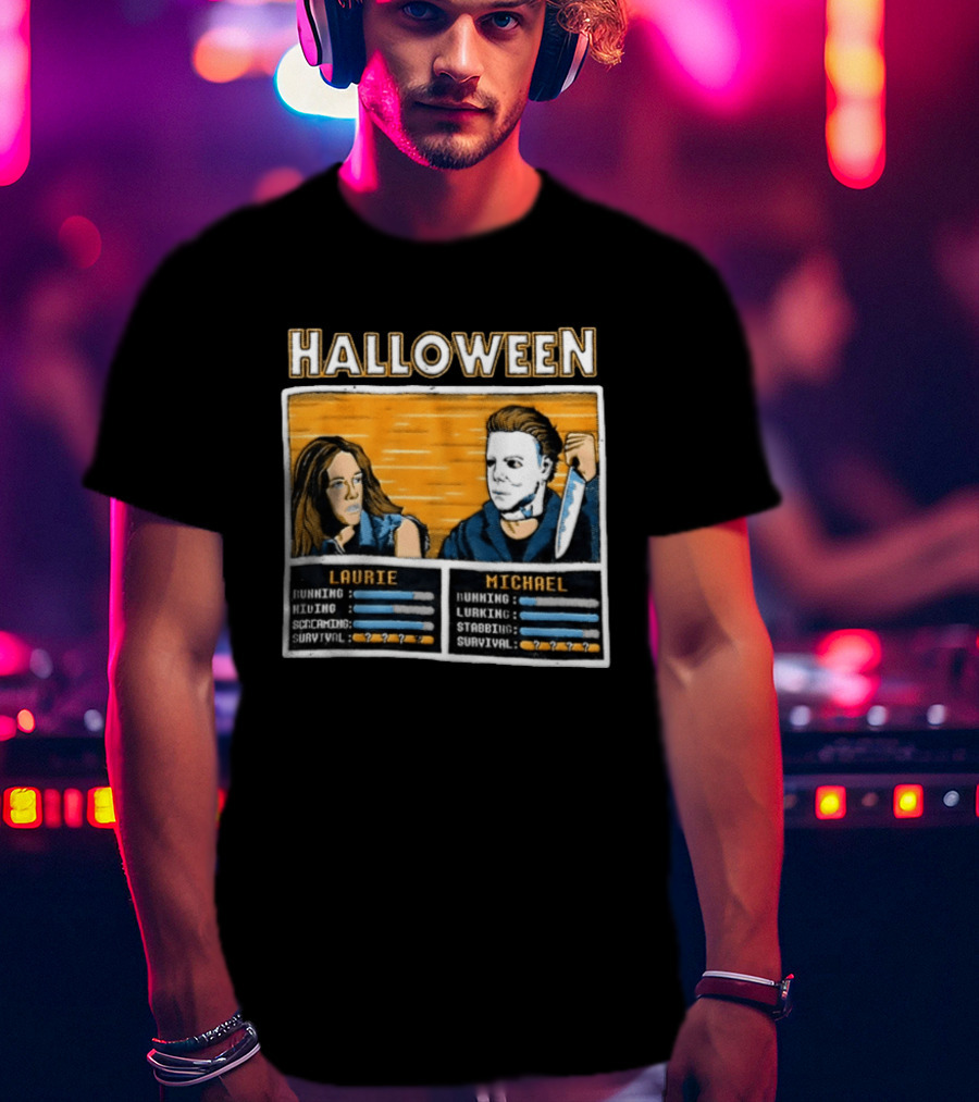 Halloween Laurie Michael Jamie Lee Curtis Michael Myers Stats Survival Horror T-Shirt