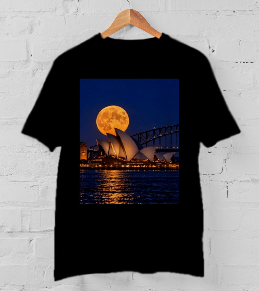 Harvest Moon Over Sydney Opera House And Harbour Bridge T-Shirt