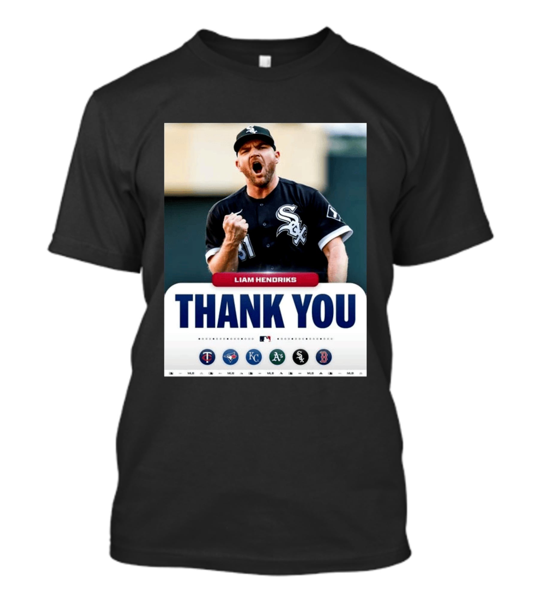 MLB Thank You Liam Hendriks Chicago White Sox Tribute With Team Logos T-Shirt