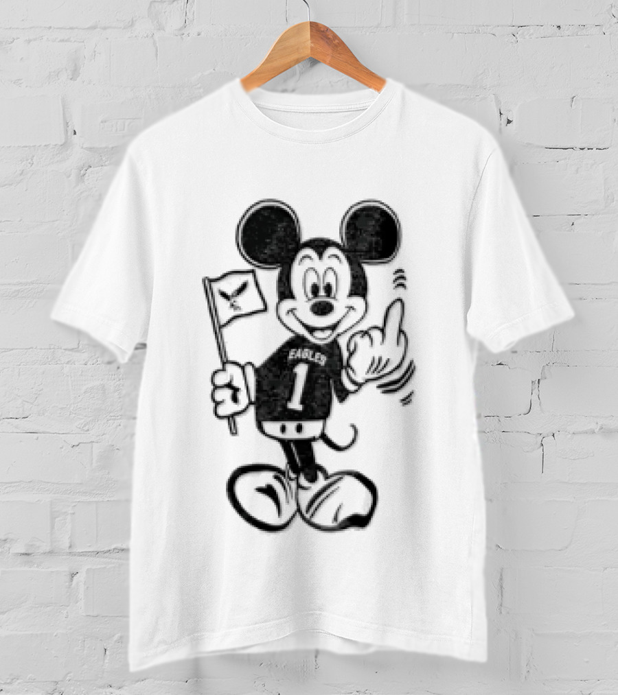 Jalen Hurts Philadelphia Eagles Mickey Mouse Holding Flag Middle Finger T-Shirt