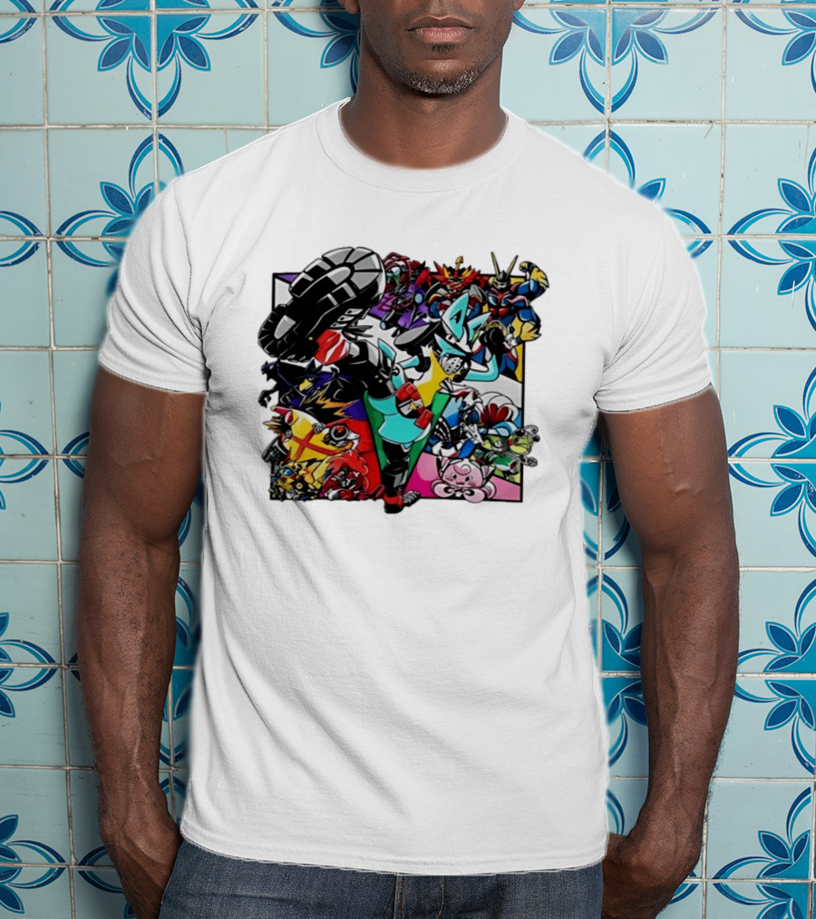Lucario And Friends Anime Mashup With Megaman Yu Gi Oh Gundam Wigglytuff Pikachu Charizard T-Shirt