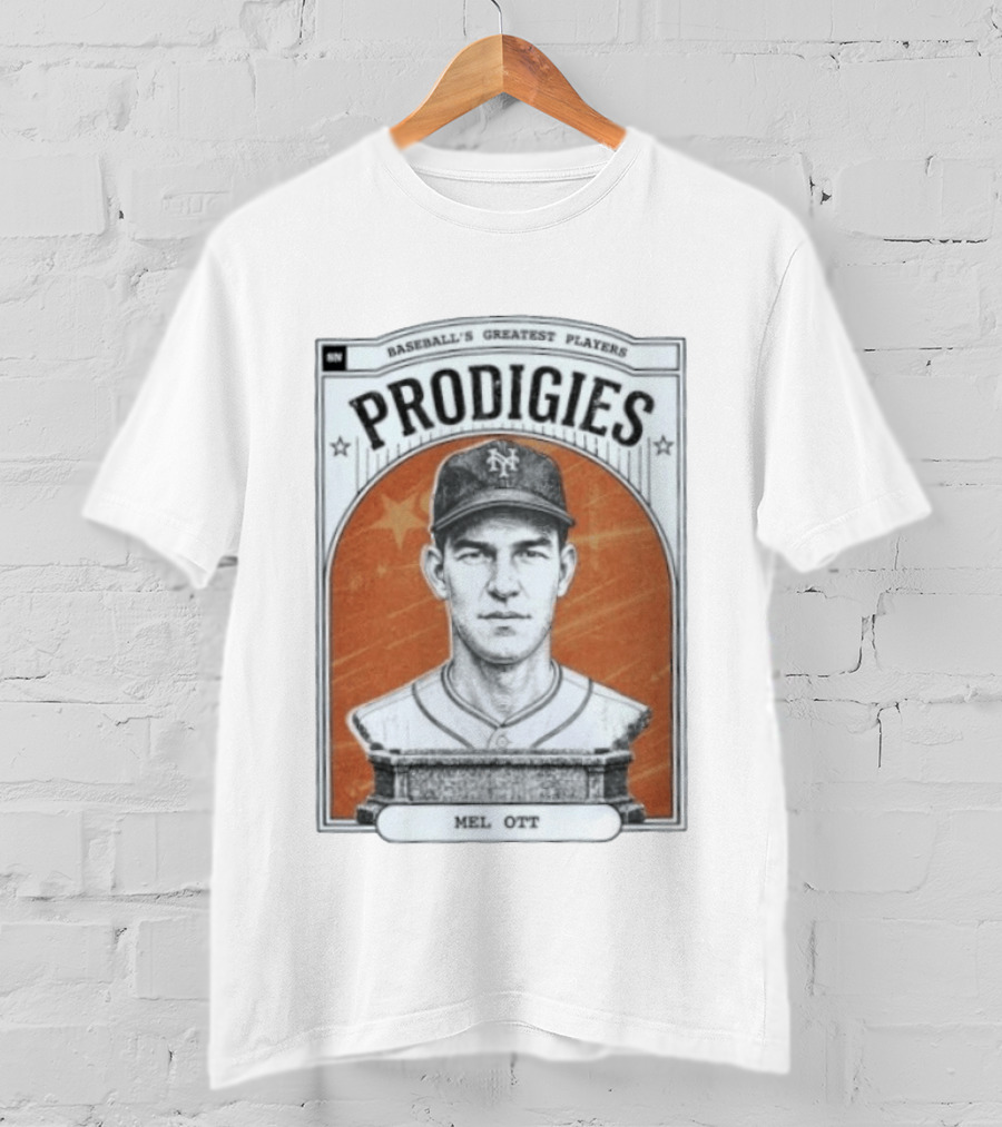 Baseball's Greatest Players Prodigies Mel Ott Vintage NY Landmark T-Shirt