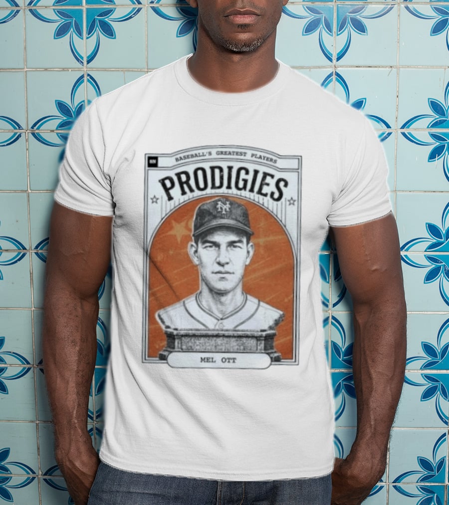 Baseball's Greatest Players Prodigies Mel Ott Vintage NY Landmark T-Shirt