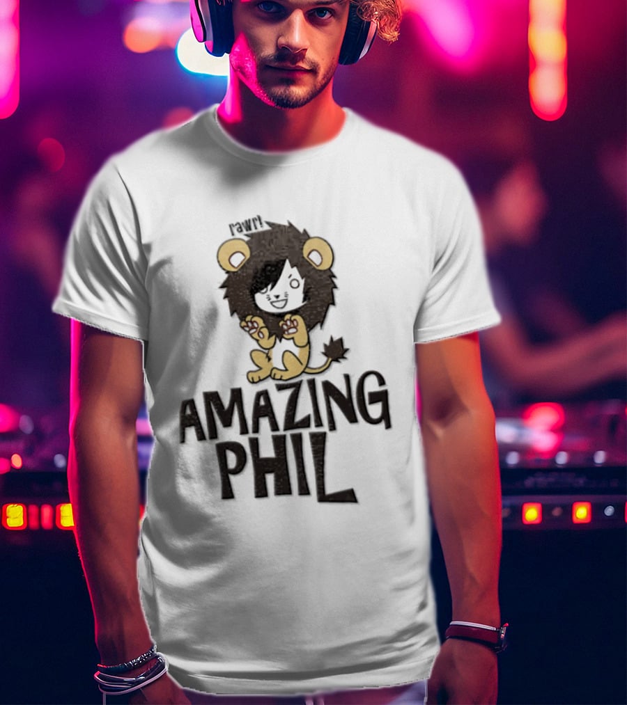 Amazing Phil Phil Rawr Cartoon Boy Wearing Lion T-Shirt