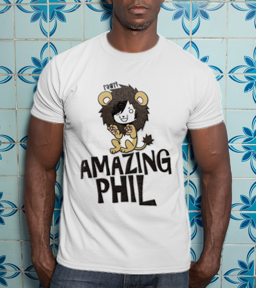 Amazing Phil Phil Rawr Cartoon Boy Wearing Lion T-Shirt