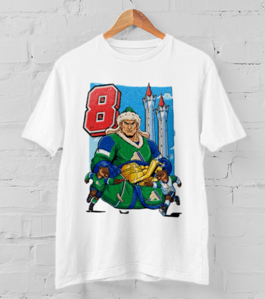 Shipachyov 8 Fur Hat Muscular Hockey Player Holding Gold Helmets T-Shirt