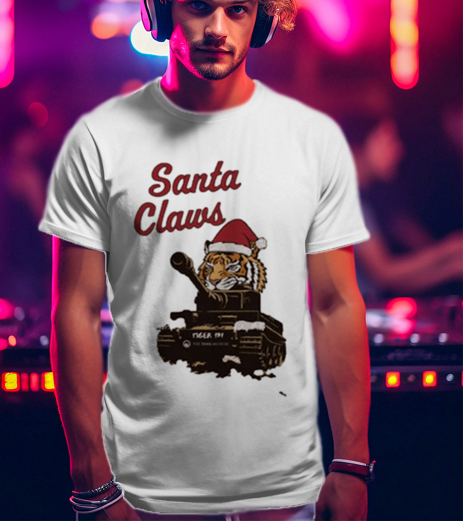 Santa Claws Tiger 131 Tank Museum Christmas T-Shirt