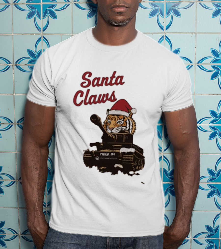 Santa Claws Tiger 131 Tank Museum Christmas T-Shirt