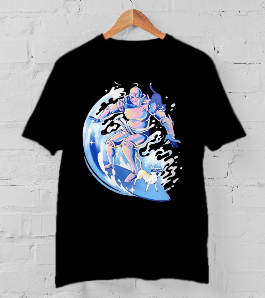 Alphonse Elric Surfing Adventure With Cool Cats On Waves T-Shirt