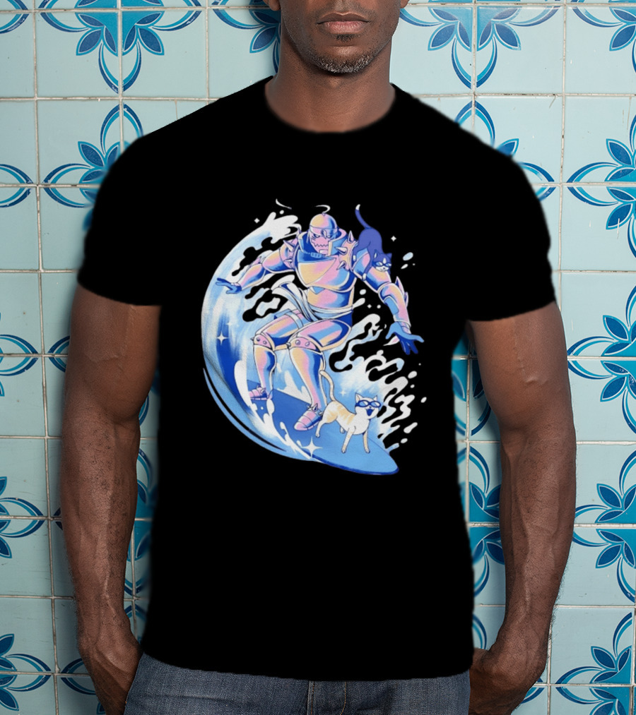 Alphonse Elric Surfing Adventure With Cool Cats On Waves T-Shirt