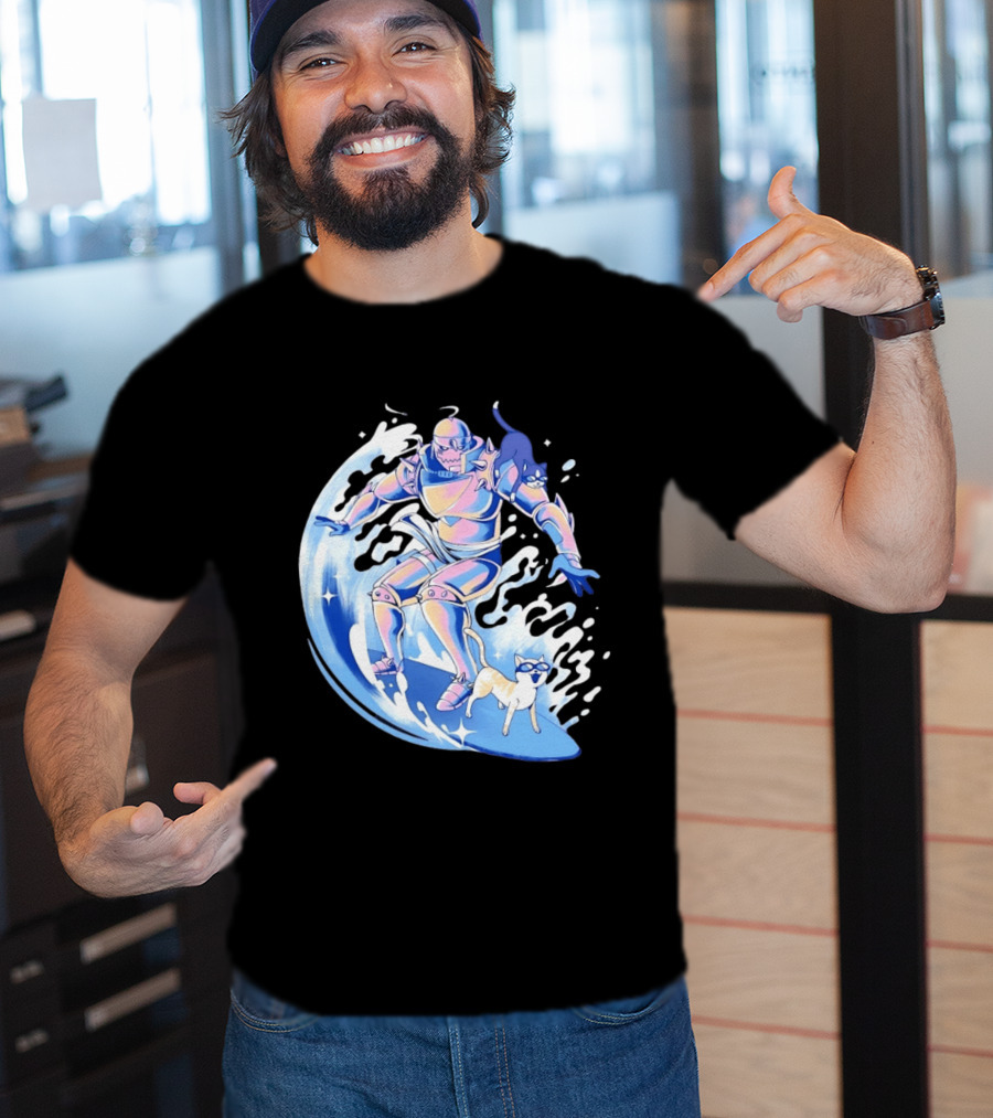 Alphonse Elric Surfing Adventure With Cool Cats On Waves T-Shirt