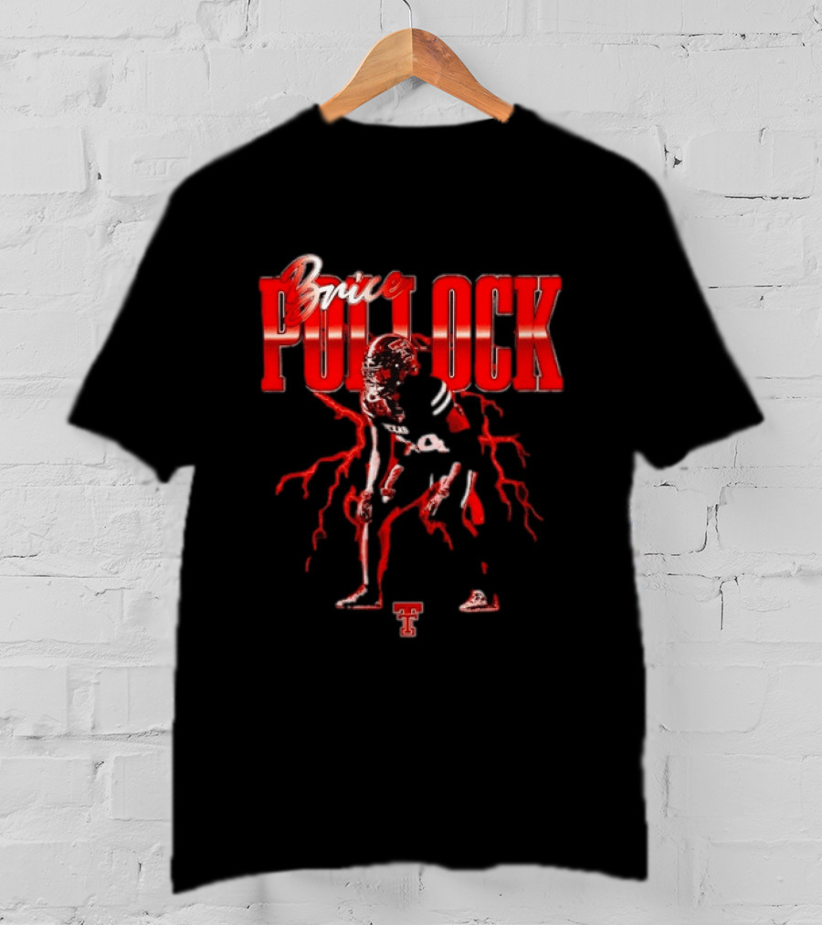 Brice Pollock Texas Tech Red Raiders Football Player Art With Team T-Shirt