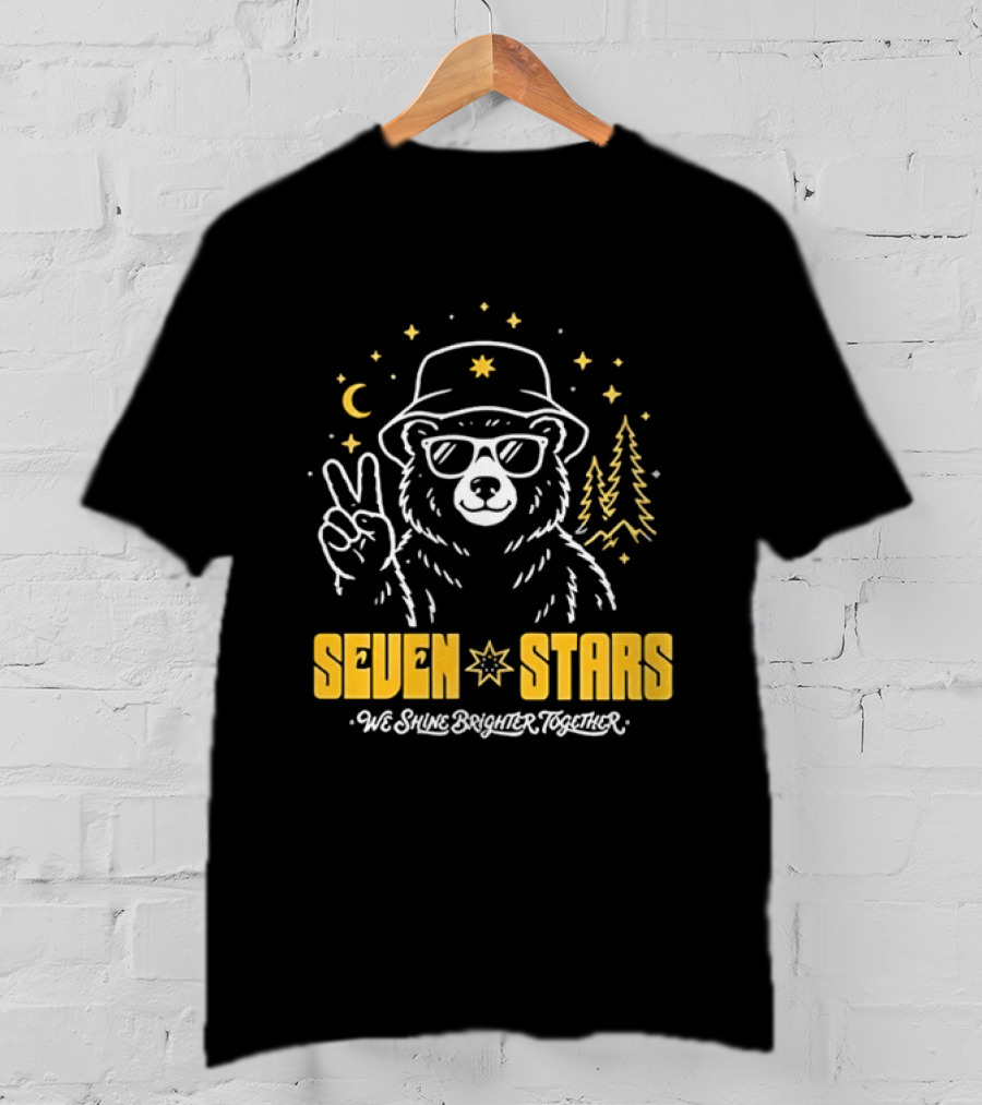 Seven Stars Peaceful Bear At Night We Shine Brighter Together T-Shirt
