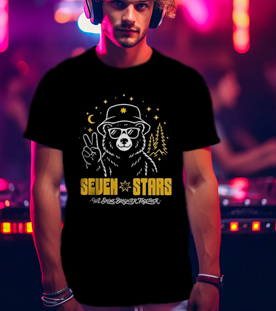 Seven Stars Peaceful Bear At Night We Shine Brighter Together T-Shirt