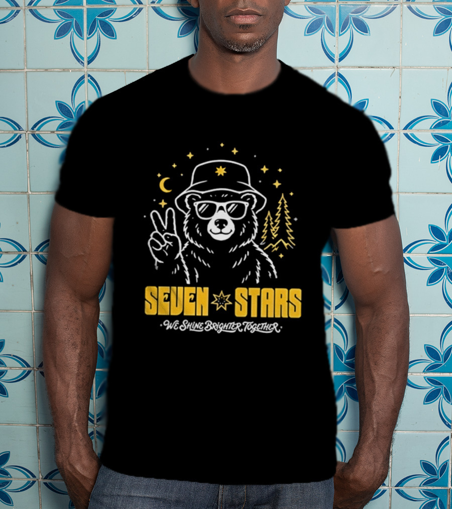 Seven Stars Peaceful Bear At Night We Shine Brighter Together T-Shirt