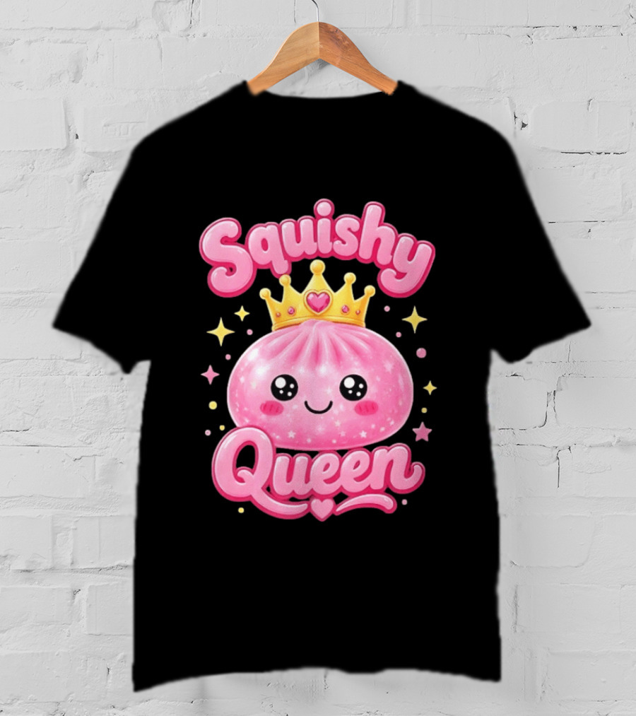 Squishy Queen Kawaii Mochi Pink Princess Cute Crown Stars T-Shirt