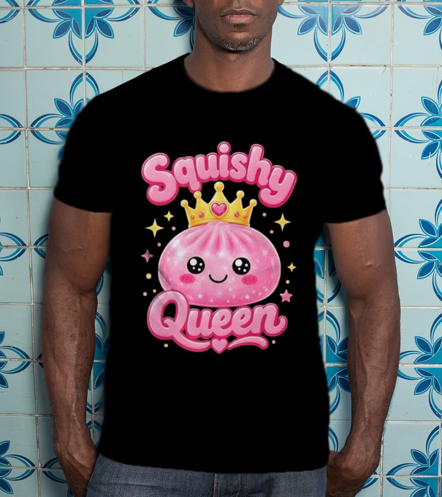 Squishy Queen Kawaii Mochi Pink Princess Cute Crown Stars T-Shirt