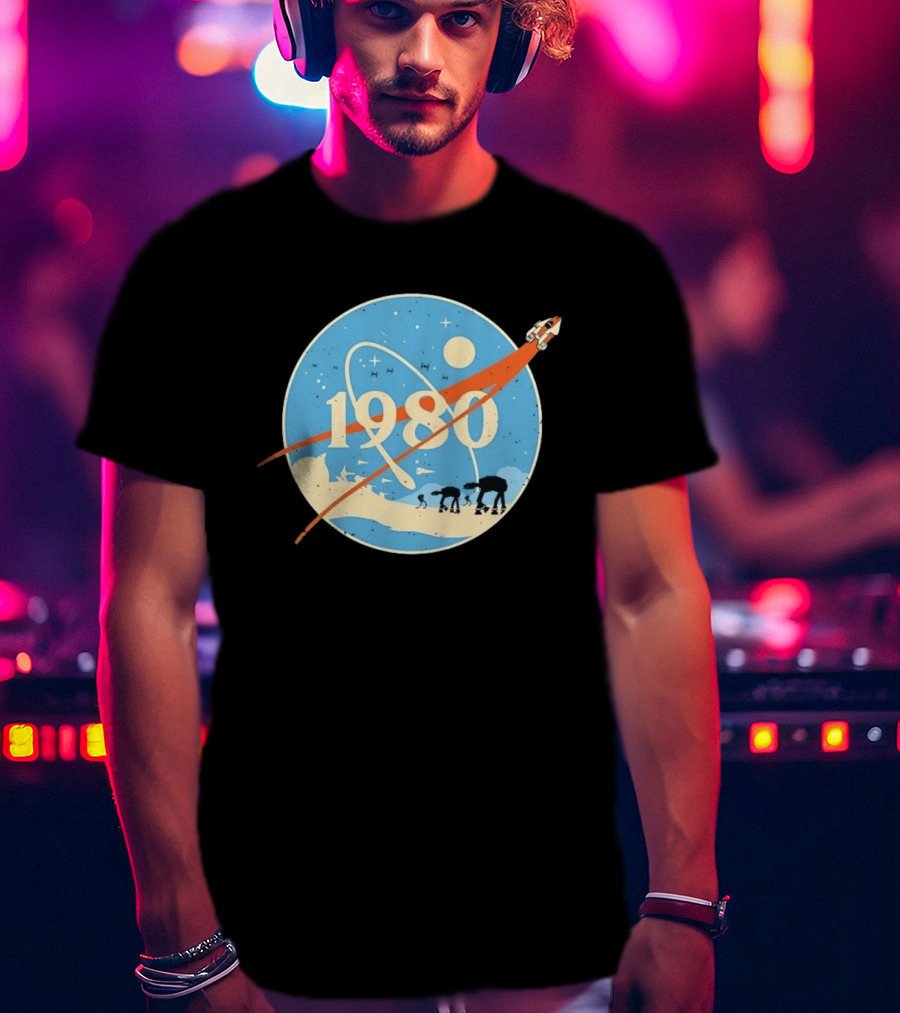 Star Wars 1980 Space Mission Inspired By Empire Strikes Back NASA Style Logo With AT AT Walkers T-Shirt