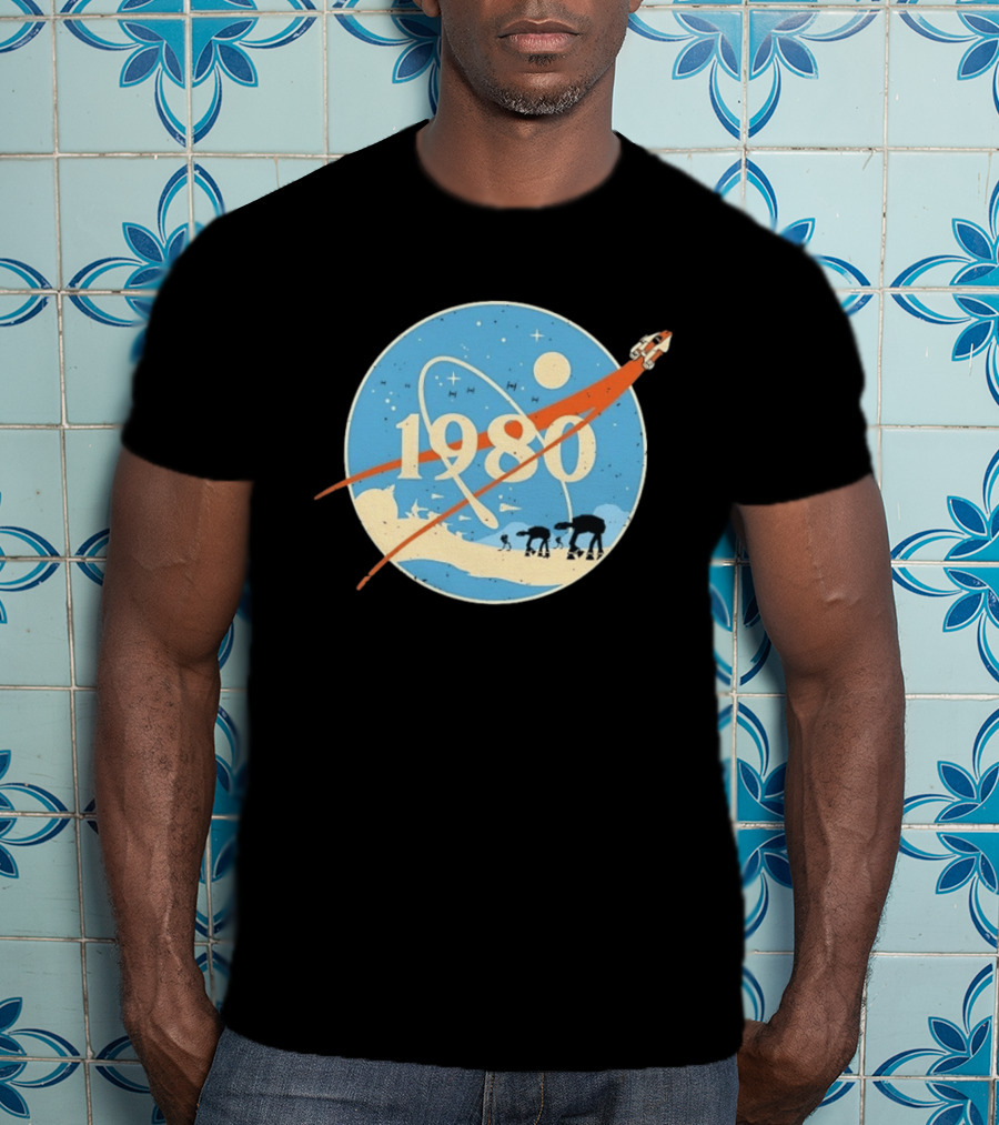 Star Wars 1980 Space Mission Inspired By Empire Strikes Back NASA Style Logo With AT AT Walkers T-Shirt