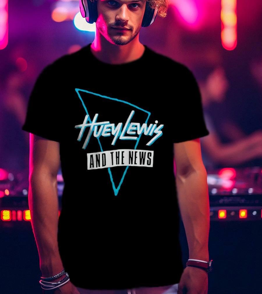 Huey Lewis And The News Retro Logo Triangular T-Shirt