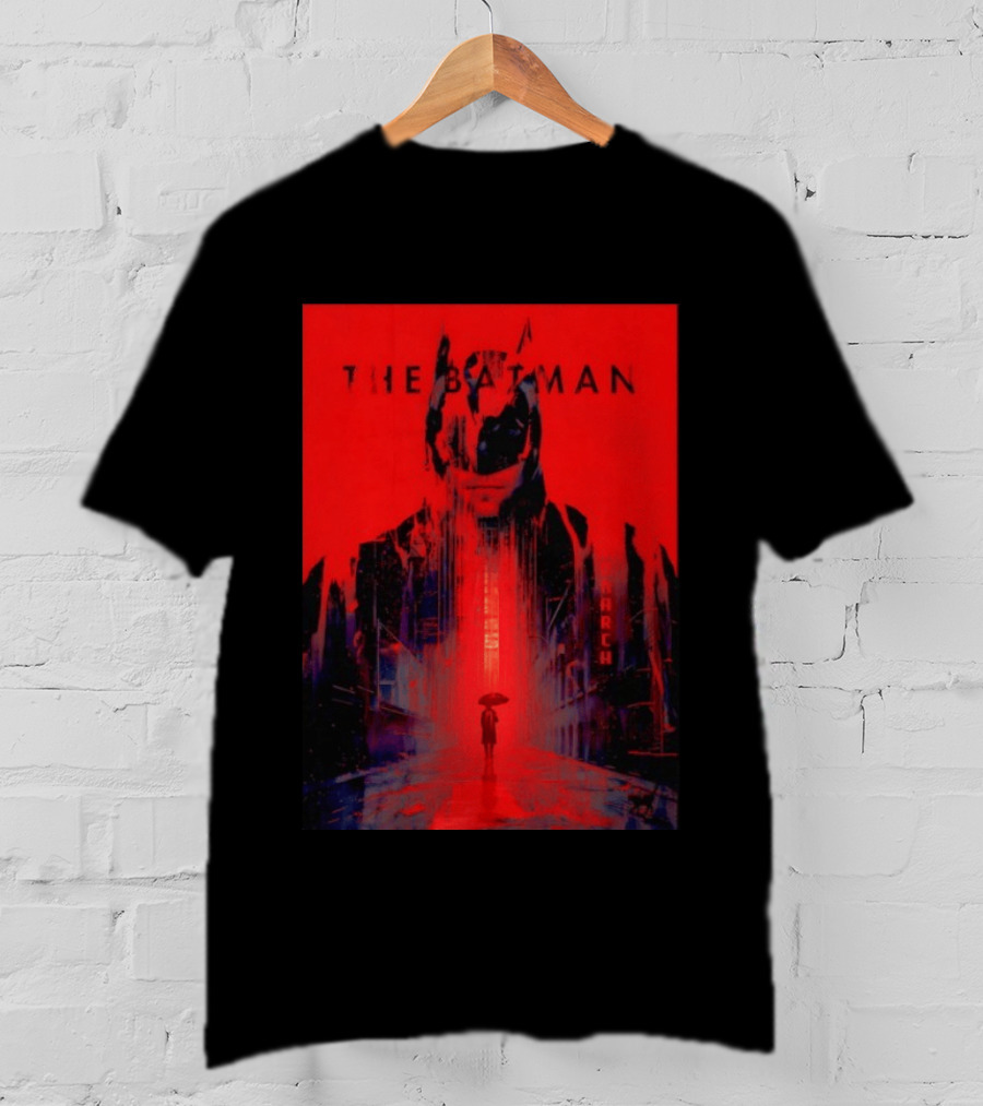 The Batman Monarch March Red Background Iconic Gotham Scene T-Shirt