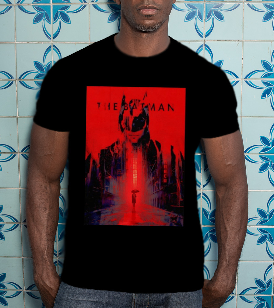 The Batman Monarch March Red Background Iconic Gotham Scene T-Shirt