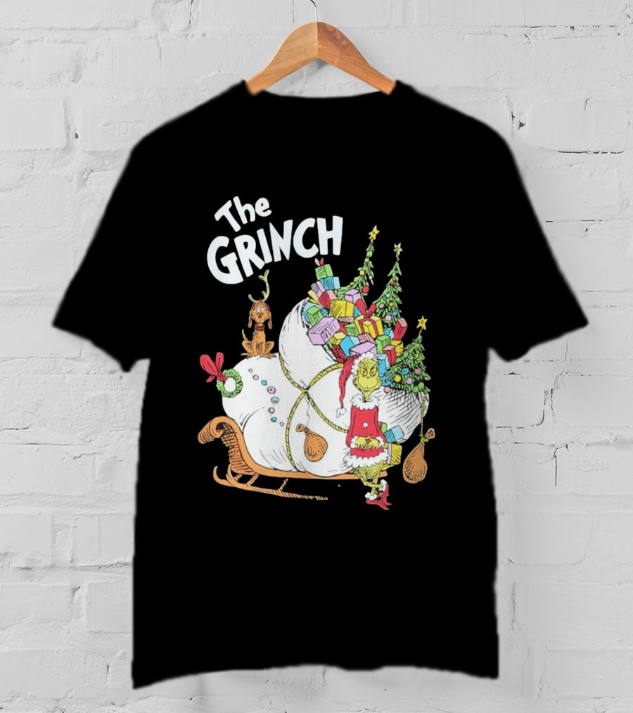 The Grinch Christmas Sleigh With Max And Presents T-Shirt