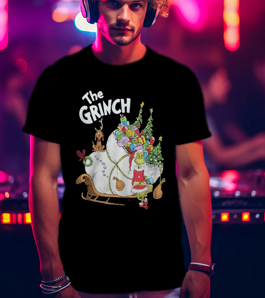 The Grinch Christmas Sleigh With Max And Presents T-Shirt