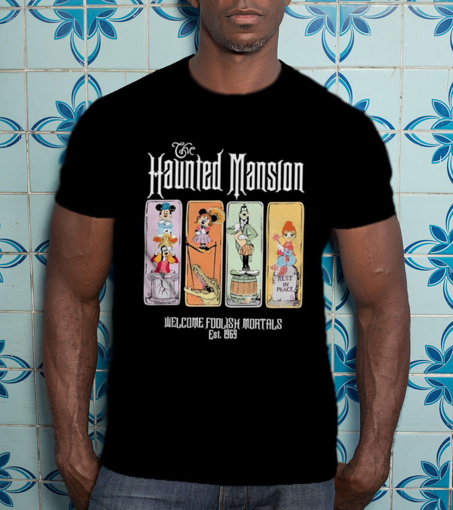 The Haunted Mansion Welcome Foolish Mortals Est 1969 Distressed T-Shirt